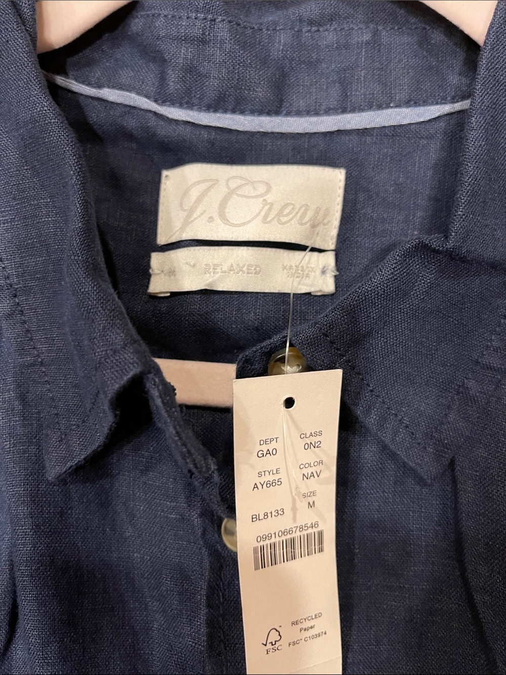 J. Crew Navy Short-Sleeve Button-Front Linen Shirt - Picture 2 of 7